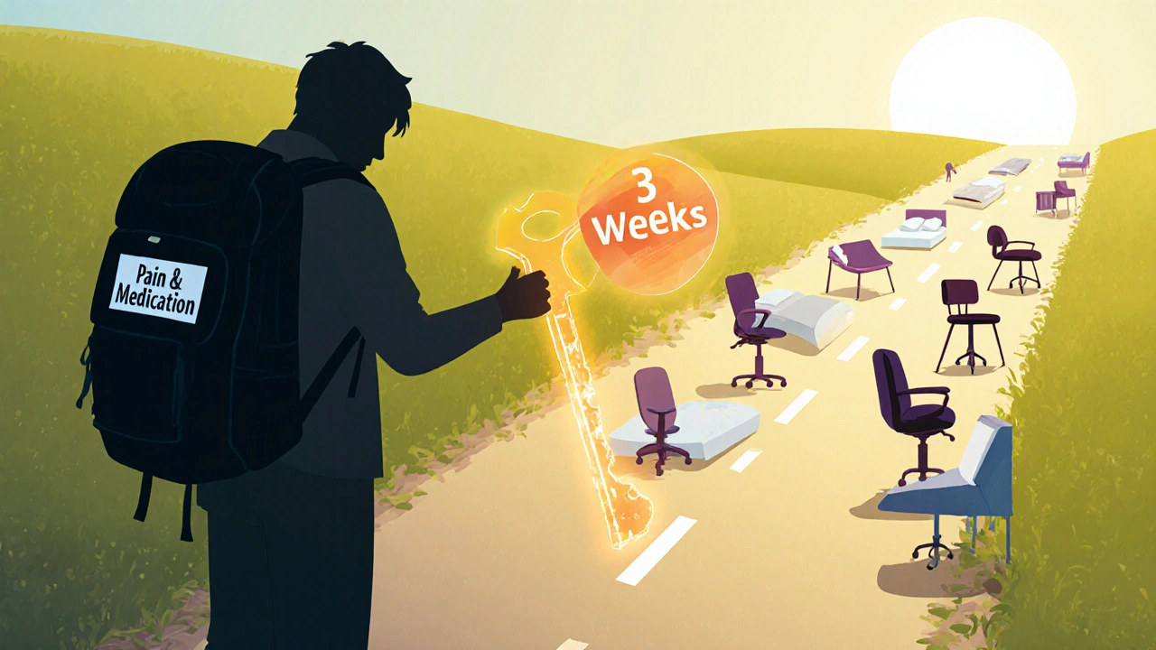 Osoba drží klíč &#039;3 týdny&#039; a směřuje k zdravějšímu životu.