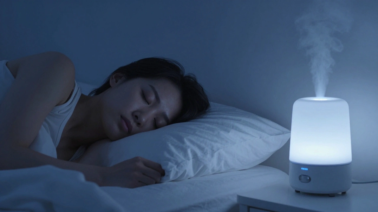 Osoba spí na boku s hlavou zvednutou na polštáři.