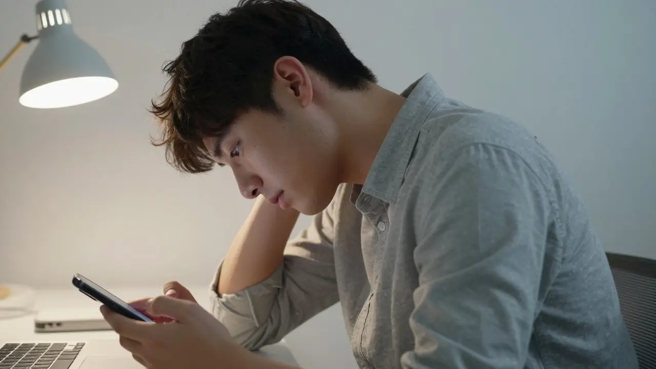 Člověk s telefonem v nesprávné poloze krku